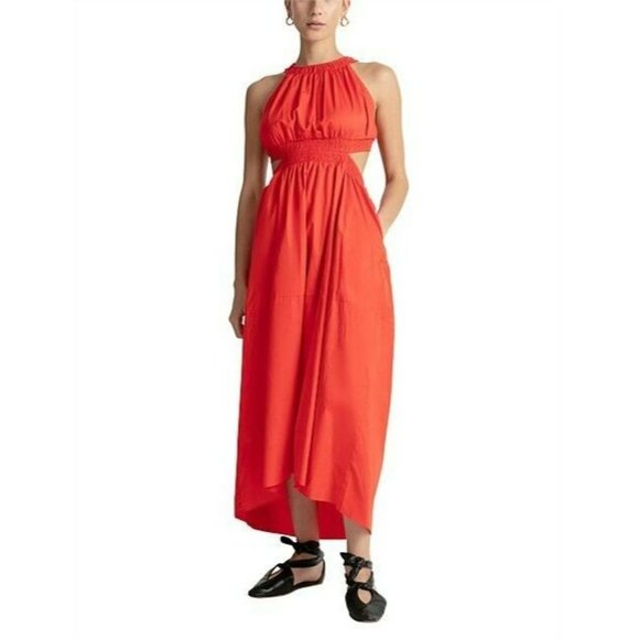 camilla & marc Dresses & Skirts - NEW Camilla and Marc Pollina Midi Dress Women Size 14 Open Cross Back Cutout Red